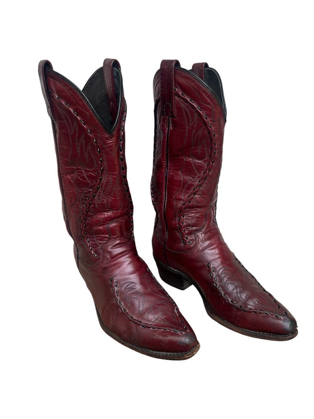 Dan Post Black/Cherry Leather Western Bucklace Shaft Cowboy Boots. SZ.8D